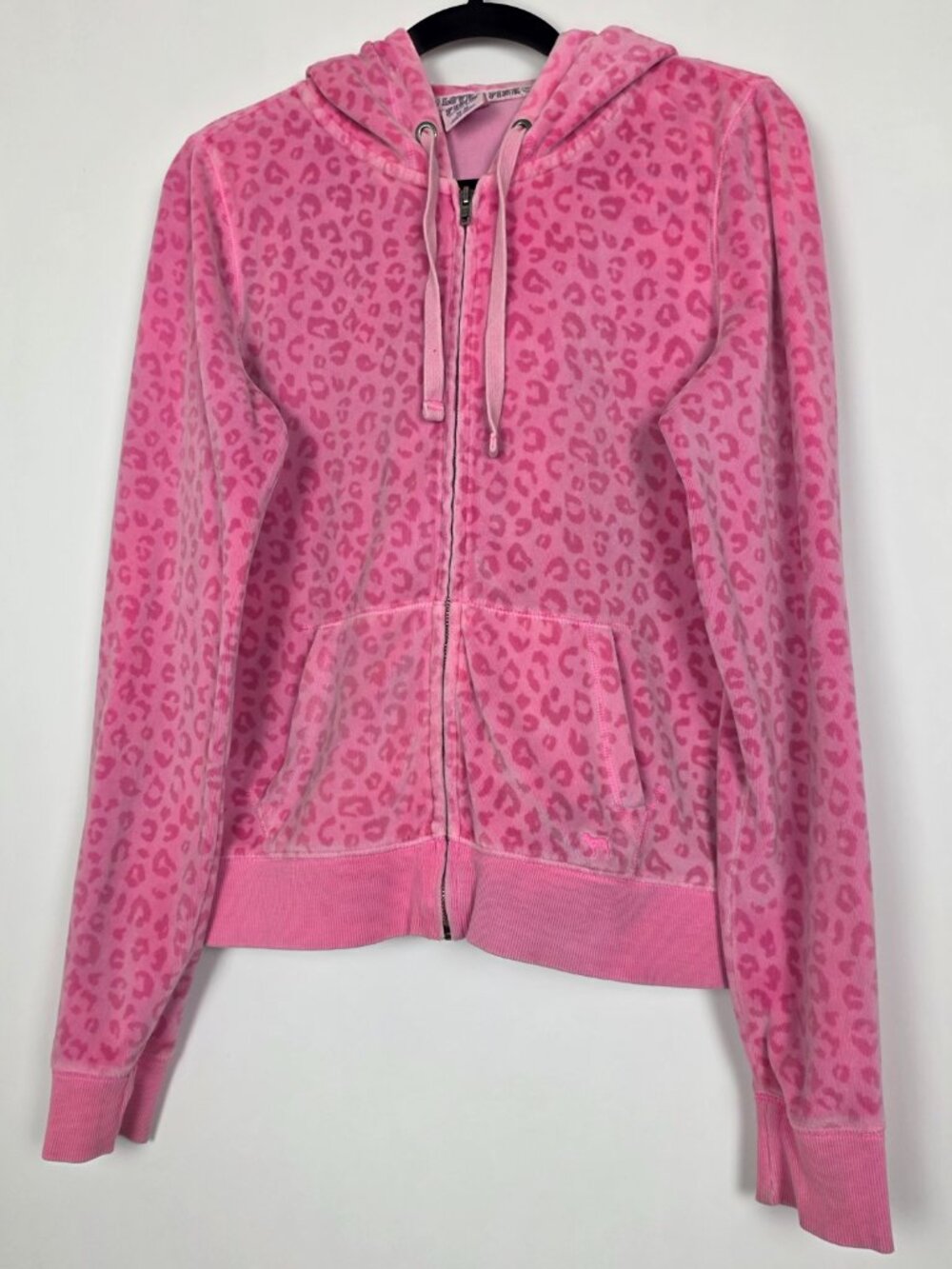 Victorias Secret Pink Y2K All Over Cheetah Print Womens Medium Full Zip Hoodie